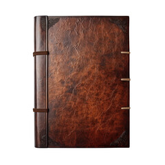 Brown Leather Book Cover Isolated on Transparent or White Background, PNG