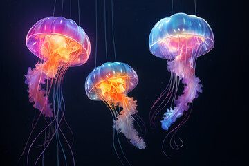 Bioluminescent Jellyfish Light Up the Night. A Magical and Surreal Sight