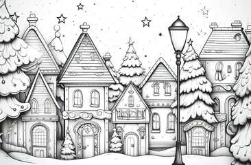 Obraz premium Coloring Pages of Christmas City Celebration