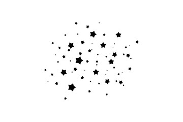 Modern template of luxurious black stars. Elegant design for greeting cards, business, presentation or congratulations. Meteoroids, comets, asteroids and stars. Powder on white background. Png.