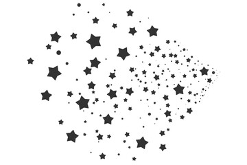 Modern template of luxurious black stars. Elegant design for greeting cards, business, presentation or congratulations. Meteoroids, comets, asteroids and stars. Star black Powder on white background.