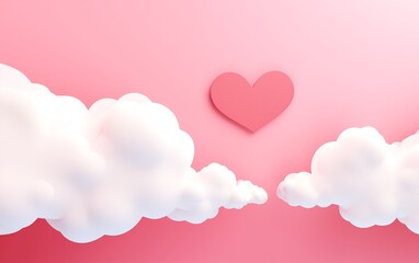 Beautiful Illustration of Pink heart in the clouds