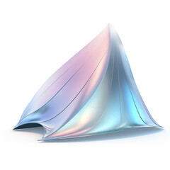 Beautiful iridescent and futuristic smooth flowing hyperbolic paraboloid shape with the texture of liquid mercury, 8k quality and isolated on white background