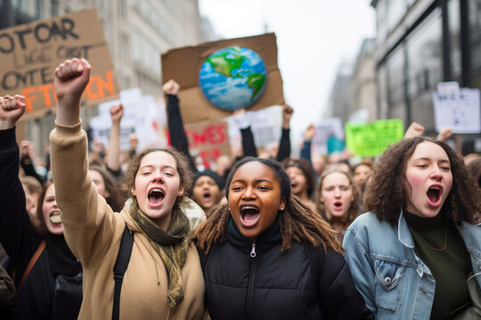 Youth Activism: Multicultural Teenagers Unite in Protest Against Climate Change