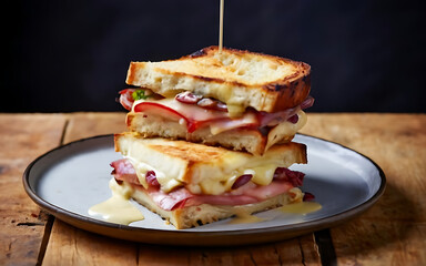Capture the essence of Croque Monsieur in a mouthwatering food photography shot Generative AI