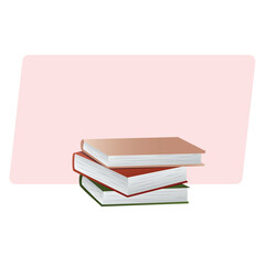 Cute books in a vector technique isolated on a rose background