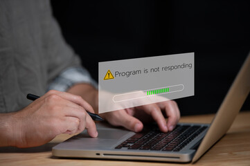 Program is not responding concept,error code notification,The application encountered a problem.
