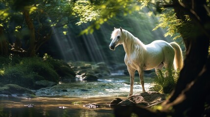 White Horse in Enchanted Forest