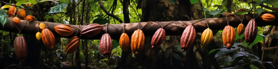Keuken spatwand met foto Ripe of cacao plant tree wallpaper © ovid