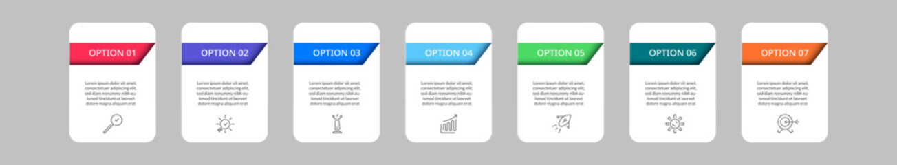 Vector Infographic design business template with icons and 7 options or steps.