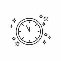 new year hour line icon