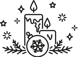 Christmas candle symbol sign isolated on white background. Simple logo illustration for graphic and web design.