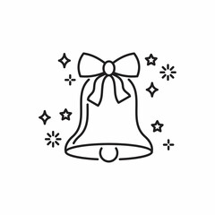 Bells Christmas New Year Line Icon On White Background