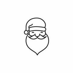 Obraz premium santa claus face beard moustache happy xmas christmas new year outline thin line
