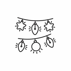Christmas lights thin line icon, christmas and new year, festive light sign