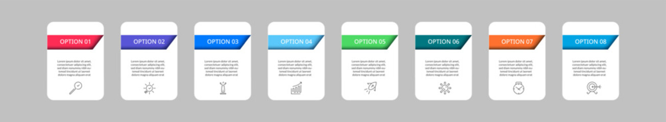 Vector Infographic design business template with icons and 8 options or steps.