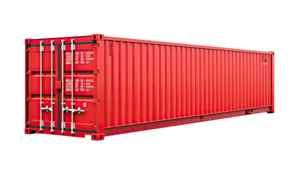 Large container cargo ship isolated on white or transparent background. Ship transportation concept
