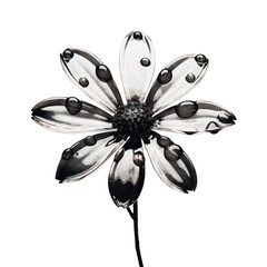 black crystal daisy,black daisy made of crystal isolated on transparent background,transparency  - obrazy, fototapety, plakaty
