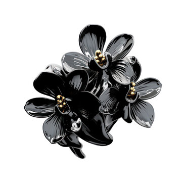 black crystal orchid,black orchid made of crystal isolated on transparent background,transparency 