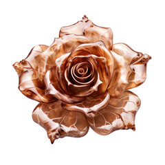 brown of crystal rose flower,brown rose made of crystal isolated on transparent background,transparency 