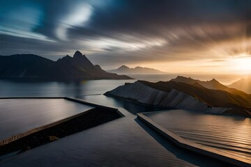 sunset over the lake