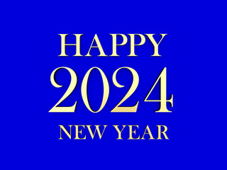 2024 Happy New Year on blue banner. 3d illustration