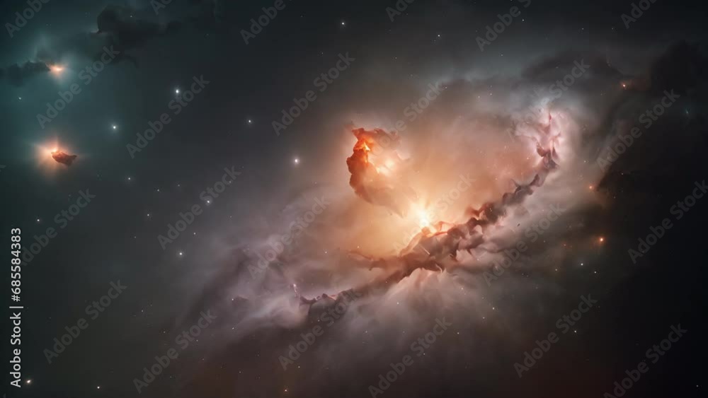 Wall mural nebula formation in outer space. deep space exploration background. seamless loop. digitally generat