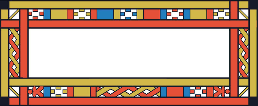 Ethiopian ancient art rectangular frame with space for text or photo. High quality illustration.