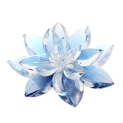 Crystal flower,beautiful stunning flower made of crystal isolated on transparent background,transparency 