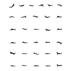silhouette of a sequence of swimming steps