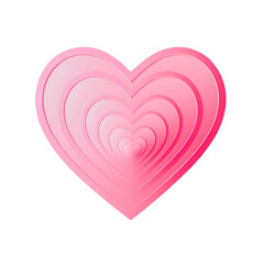 One pink heart isolated on a transparent background.