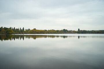 Fototapeta premium Landscape of river and cloudy sky