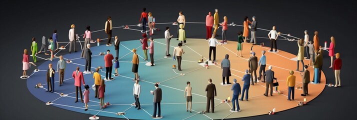 Obraz premium An interconnected web of diverse IT professionals collaborating on a shared project, with each individual contributing their unique expertise, surrounded. 3D Illustration