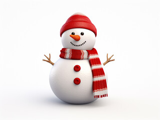 Christmas snowman, white background