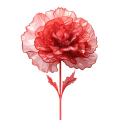 red crystal carnation,red carnation flower made of crystal isolated on transparent background,transparency 