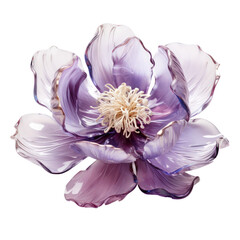 purple crystal peony,purple peony flower made of crystal isolated on transparent background,transparency 