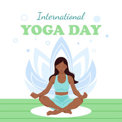 Black woman doing yoga, International Yoga Day