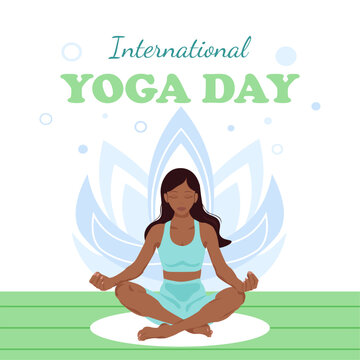 Black woman doing yoga, International Yoga Day