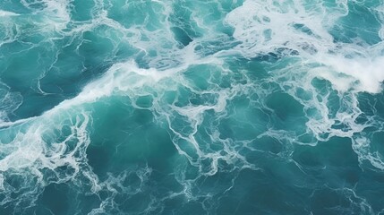 Obraz premium Spectacular aerial top view background photo of ocean sea water white wave splashing in the deep sea. Drone photo backdrop of sea wave in bird eye waves.