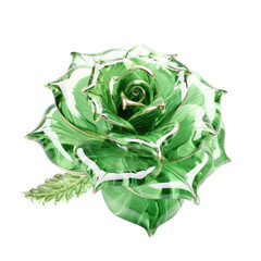 green crystal rose,green rose made of crystal isolated on transparent background,transparency 
