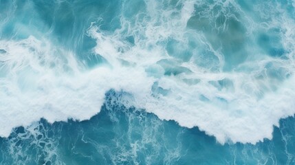 Spectacular aerial top view background photo of ocean sea water white wave splashing in the deep sea. Drone photo backdrop of sea wave in bird eye waves. - obrazy, fototapety, plakaty