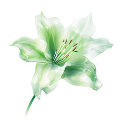 Green crystal lilly,lilly flower in green colour made of crystal isolated on transparent background,transparency 