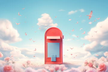 Red Mailbox in a Dreamy Landscape