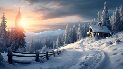 Snow-Covered Landscapes: Winter Wonderland | Generative AI	