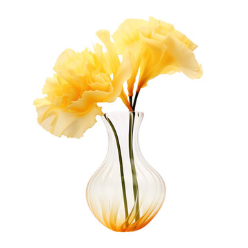 recommend clip art: Yellow crystal carnation flower,yellow carnation flower made of crystal isolated on transparent background,transparency 