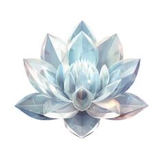 Grey crystal lotus,grey lotus made of crystal isolated on transparent background,transparency 