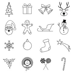 Christmass icons set. line vector illustrations on a white background.