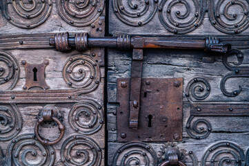 Old door rusty lock