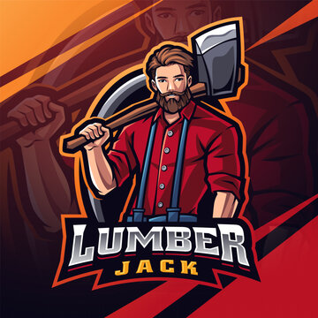 Lumber jack esport mascot logo design