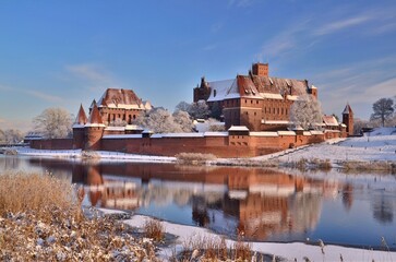 Malbork castle at panorama landscape at winter scenery